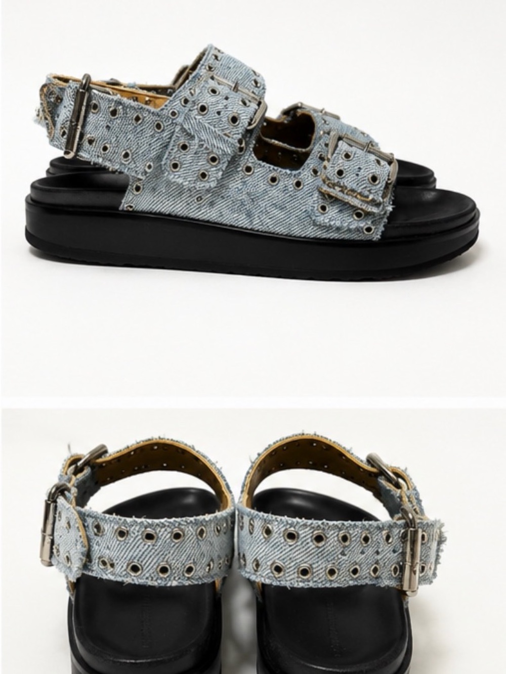 Isabel Marant Light Blue Denim Buckle Sandals for Kids - Picture 2 of 3